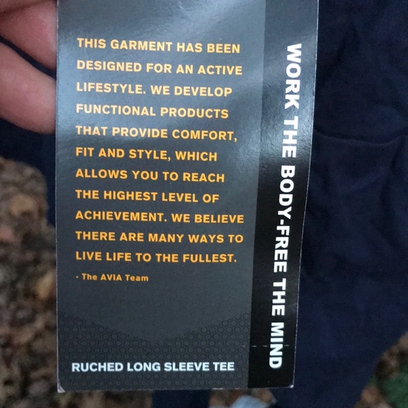 NWT Avia Blue & White Ruched Long Sleeve Tee XS - Picture 3 of 12